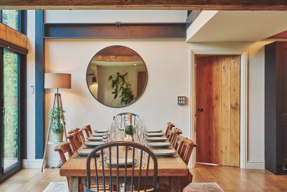 The dining table at The Barnstay, Hampshire