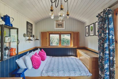The bedroom at Curious Calf, Herefordshire