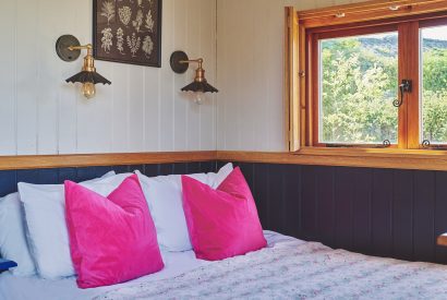 The bed at Curious Calf, Herefordshire