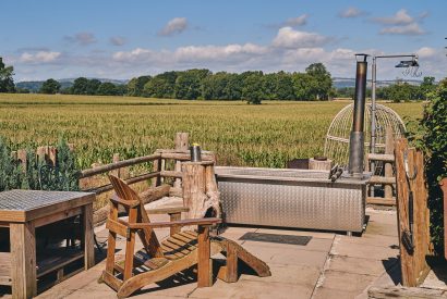 The outdoor area at Curious Calf, Herefordshire