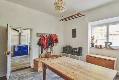 The boot room at Roupel Hall, Devon
