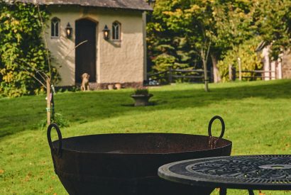 The fire pit at Roupel East Wing, Devon