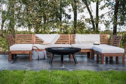 The outdoor seating area at Padstone Farmhouse, Cornwall