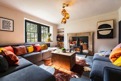 The living room at Padstone Farmhouse, Cornwall
