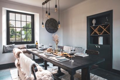 The dining table at Padstone Farmhouse, Cornwall