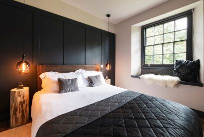 A double bedroom at Padstone Farmhouse, Cornwall