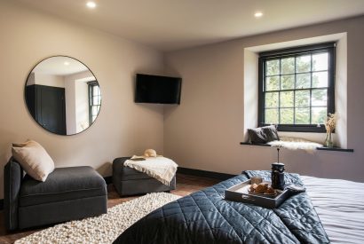 A double bedroom at Padstone Farmhouse, Cornwall