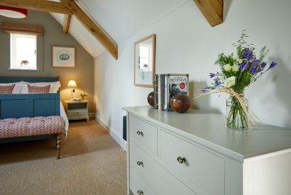The bedroom at Haymaker Barn, Cotswolds