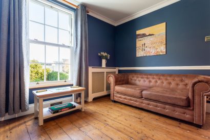 The living room at Millook View Farmhouse, Cornwall