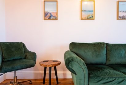 The living room at Millook View Farmhouse, Cornwall
