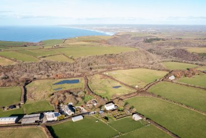 The sea and surrounding countryside at Millook View Farmhouse, Cornwall