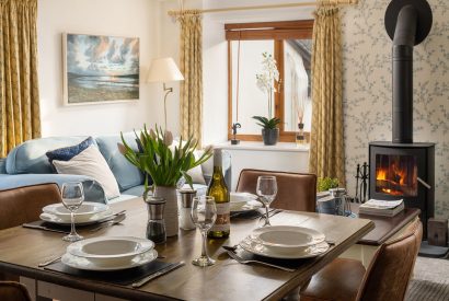 The dining table at Cuckoo Cottage, Devon