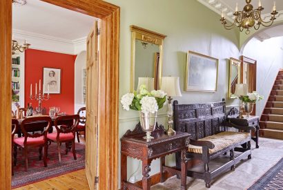 The entrance hall leading to the dining room at Georgian House, Devon