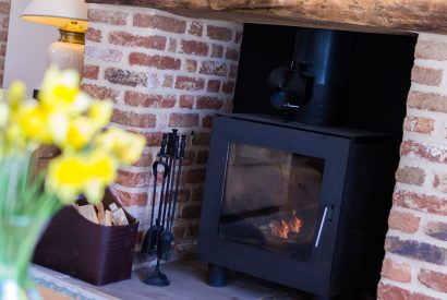 The log burner at Brightwaters Stables, Hampshire