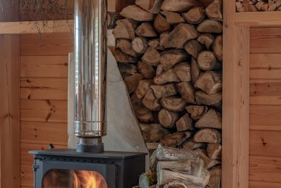 The log burner at Fell Lodge, Lancashire