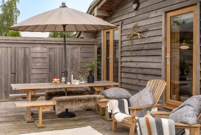 The outdoor patio at Fell Lodge, Lancashire