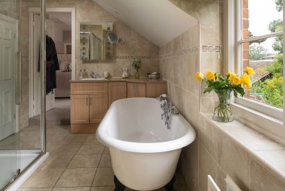 A bathroom at Hedge Farmhouse, Buckinghamshire