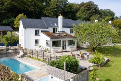 The outdoor swimming pool at Little Haven, Gower