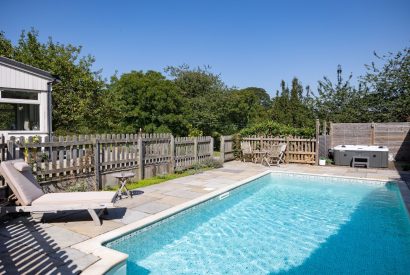 The heated swimming pool at Little Haven, Gower
