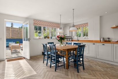 The kitchen dining area at Little Haven, Gower