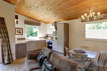 The living area at The Hunter's Lodge, Loch Lomond