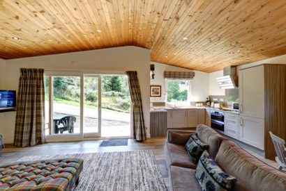 The living area at The Hunter's Lodge, Loch Lomond