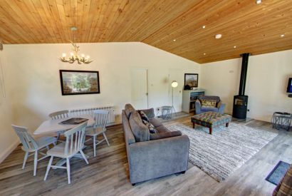 The living area at The Hunter's Lodge, Loch Lomond