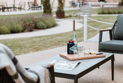 Outdoor seating at The Equestrians, Shropshire