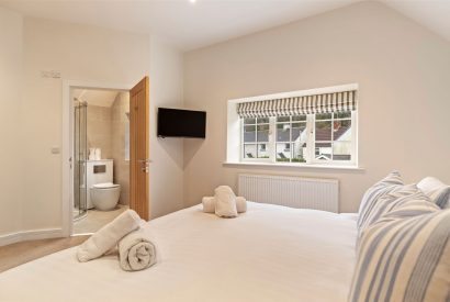 A king size bedroom at The Old School, Oxwich