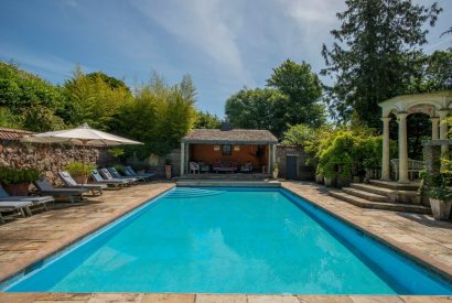 The outdoor swimming pool at Chulmleigh Manor, Devon