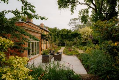 Outdoor seating at Cheshire Manor, Bickerton