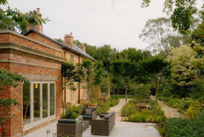 The outdoor seating area at Cheshire Manor, Bickerton
