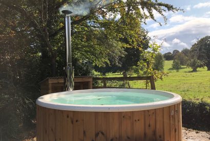 The wood fired hot tub at The Creamery, Somerset