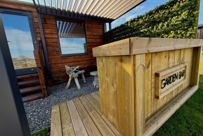 The garden bar at Abberley Shepherd's Hut, Worcestershire