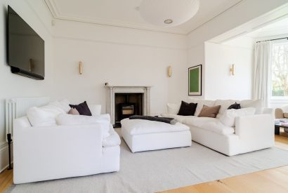 The living room at White Exeter House, Devon