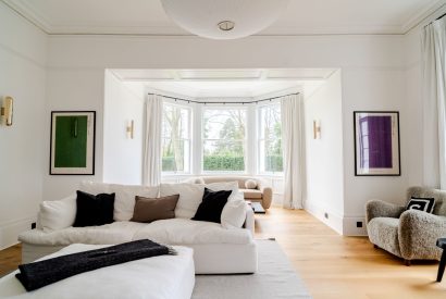 The living room at White Exeter House, Devon