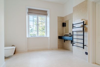 A shower room at White Exeter House, Devon