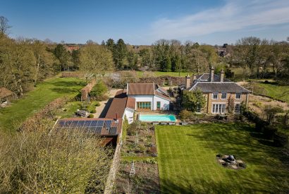 View of the gardens at Hockham House, Norfolk Coast