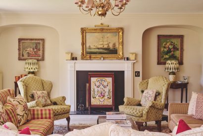 The drawing room at Hockham House, Norfolk Coast