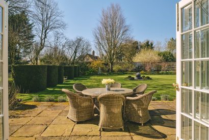 Outdoor seating area at Hockham House, Norfolk Coast