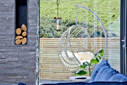 View to the terrace at Seascape House, Cornwall