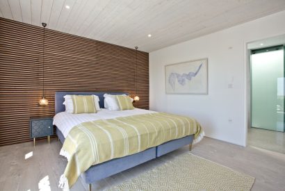 Super king-size bedroom at Seascape House, Cornwall