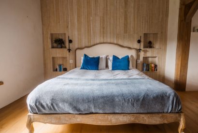 The king size bedroom at Wisteria Farmhouse, Cornwall