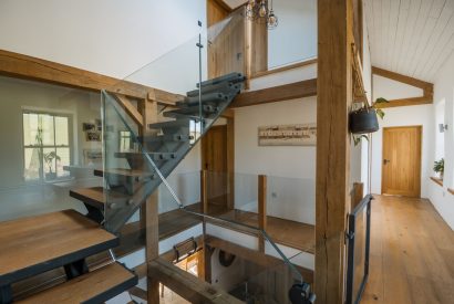 The staircase at Wisteria Farmhouse, Cornwall