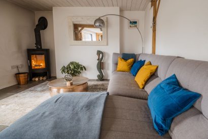 The lounge at Wisteria Farmhouse, Cornwall