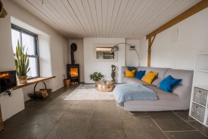 The lounge at Wisteria Farmhouse, Cornwall