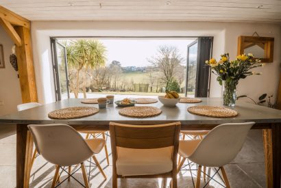 The dining space at Wisteria Farmhouse, Cornwall