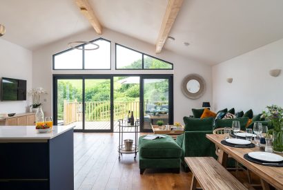 The open plan living space at Bracken Barn, Devon