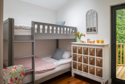 The bunk bedroom at Bracken Barn, Devon