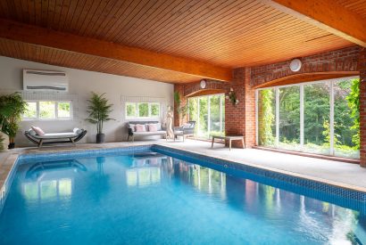 The indoor swimming pool at Bracken Barn, Devon